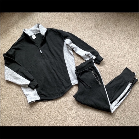 PINK Victoria's Secret Pants - Victoria’s Secret PINK Jogger Pant Half Zip Sweatshirt Bundle